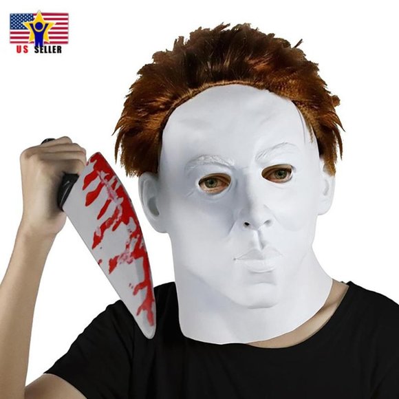 Michael Myers Costume Latex Rubber Head Man Horror Scary Mask Halloween Party - Picture 7 of 7
